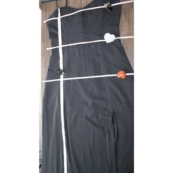 Abercrombie & Fitch satin maxi dress black slit sweetheart cami Medium Tall - Picture 6 of 10